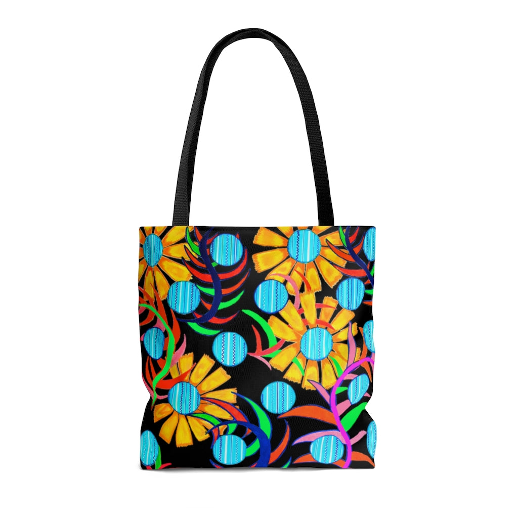 AOP The Sunflower Black Tote Bag