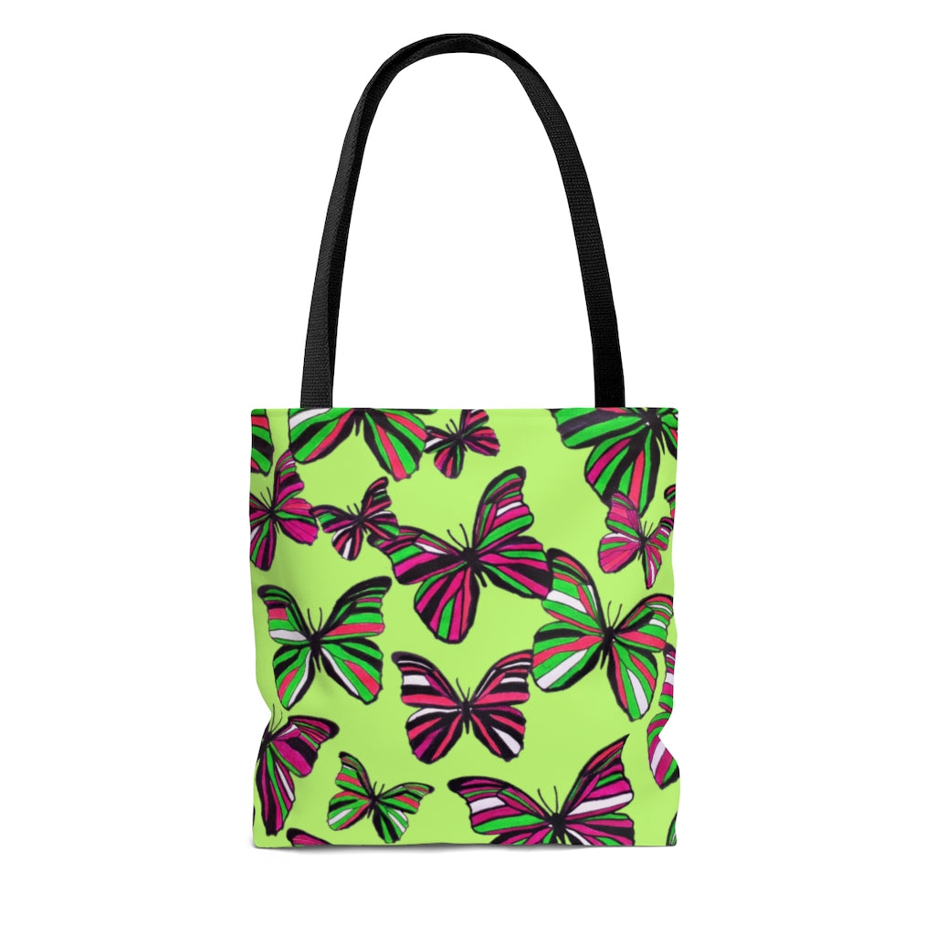 AOP Butterflies Lime Tote Bag