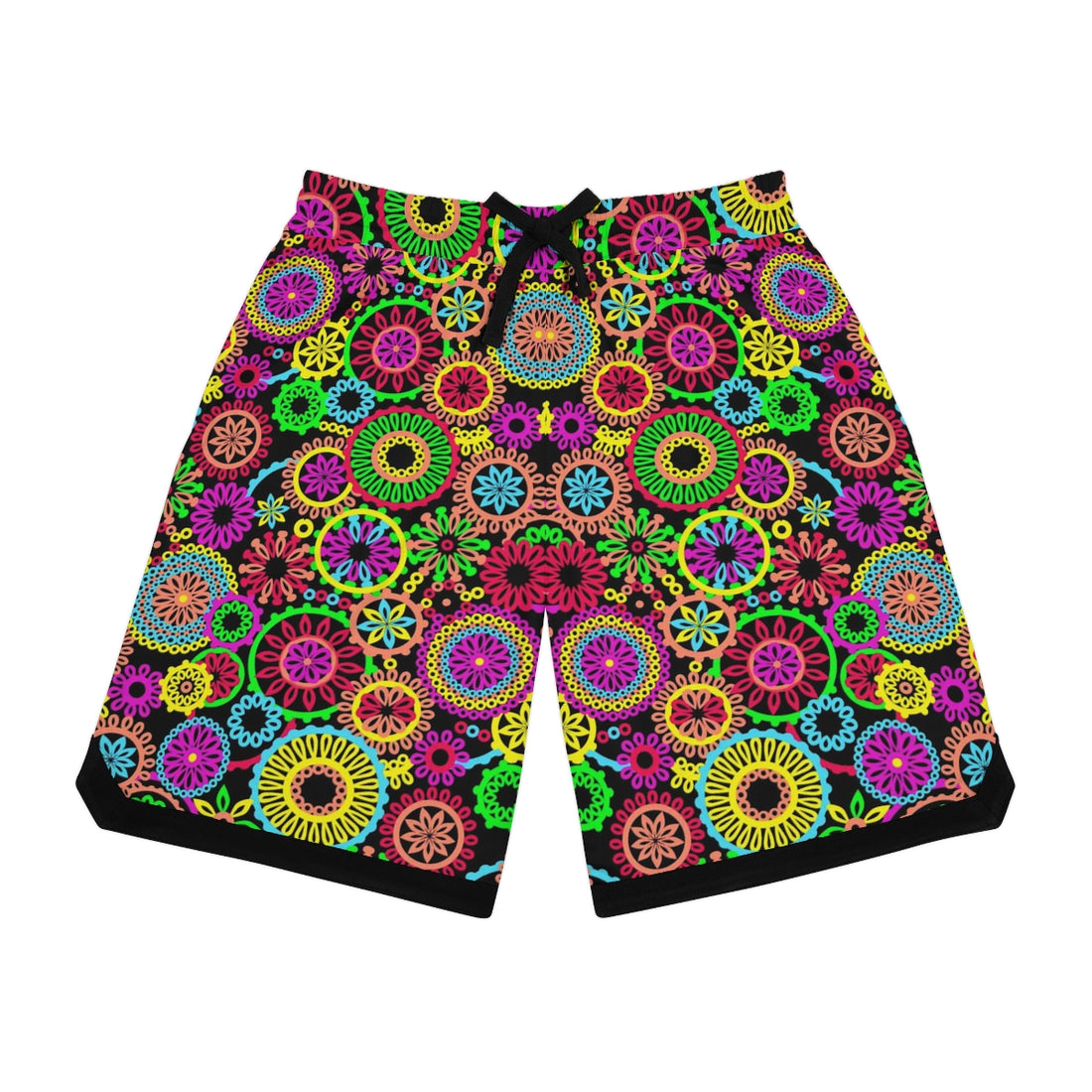 Black 70's Vibe Basketball Rib Shorts (AOP)