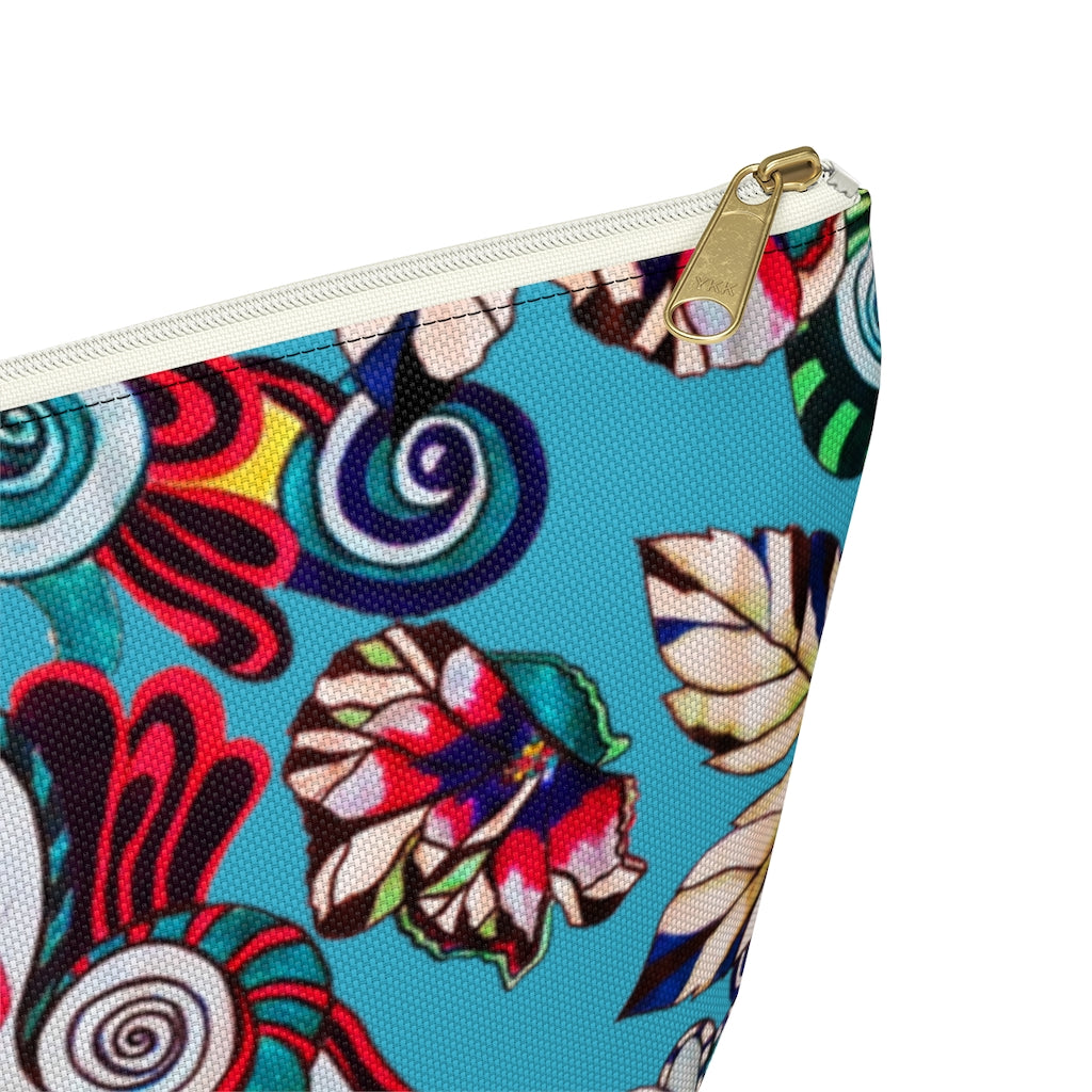 Floral Pop Aqua Accessory Pouch