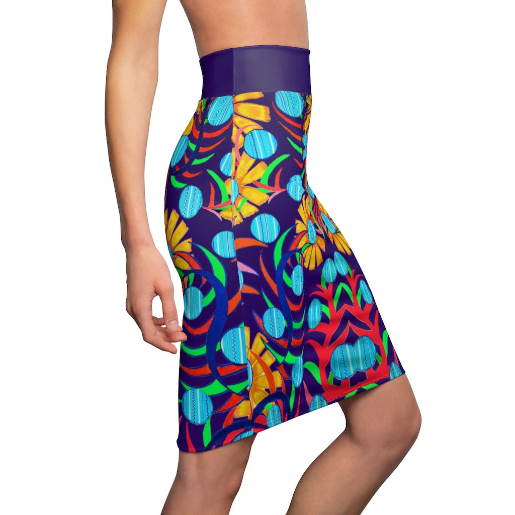 Sunflower Violet Pencil Skirt