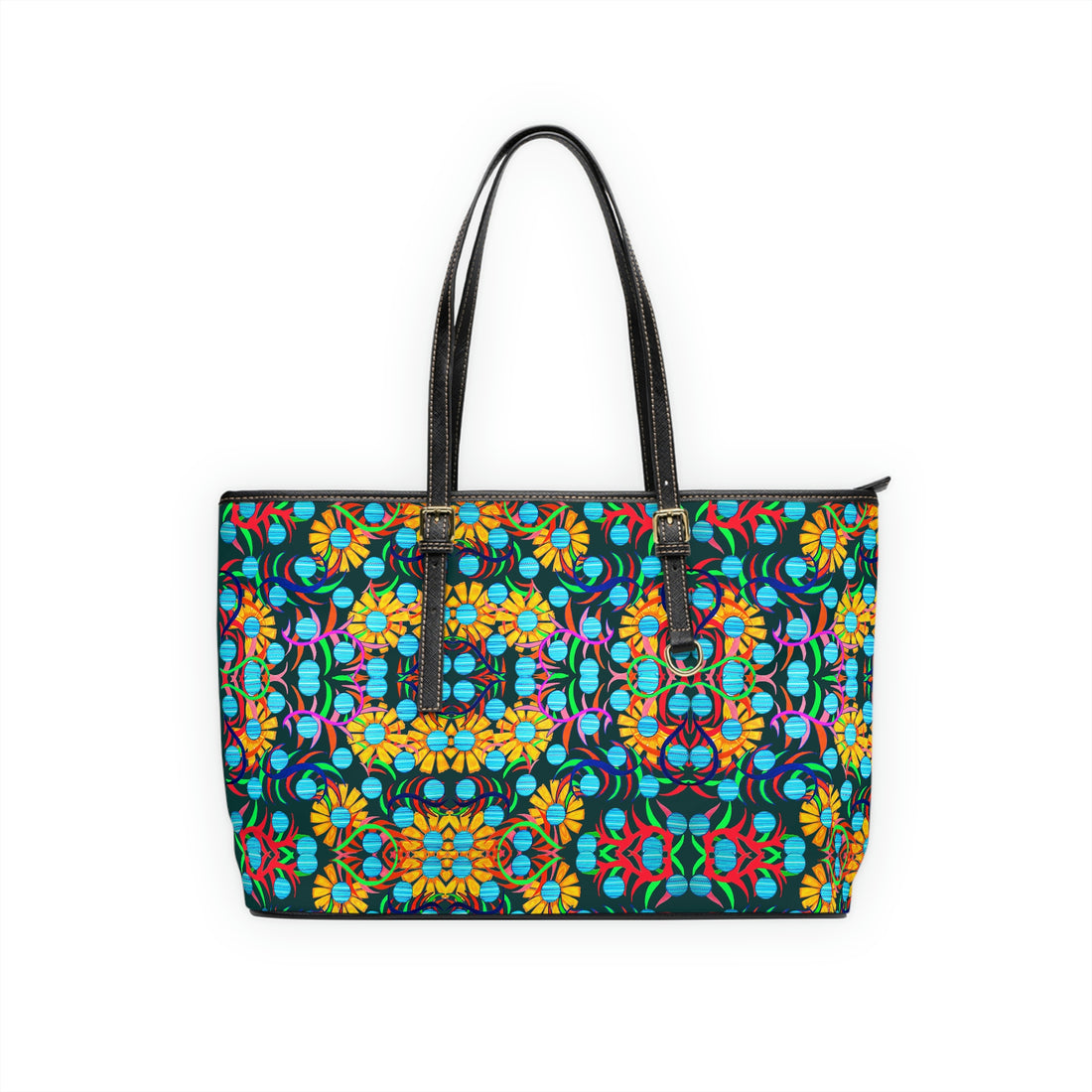 Dark Green Sunflower PU Leather Shoulder Bag