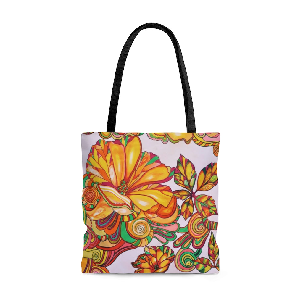 AOP Artsy Warm Florals Tote Bag