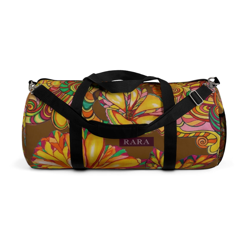 Artsy Floral Dallas Brown Duffel Bag