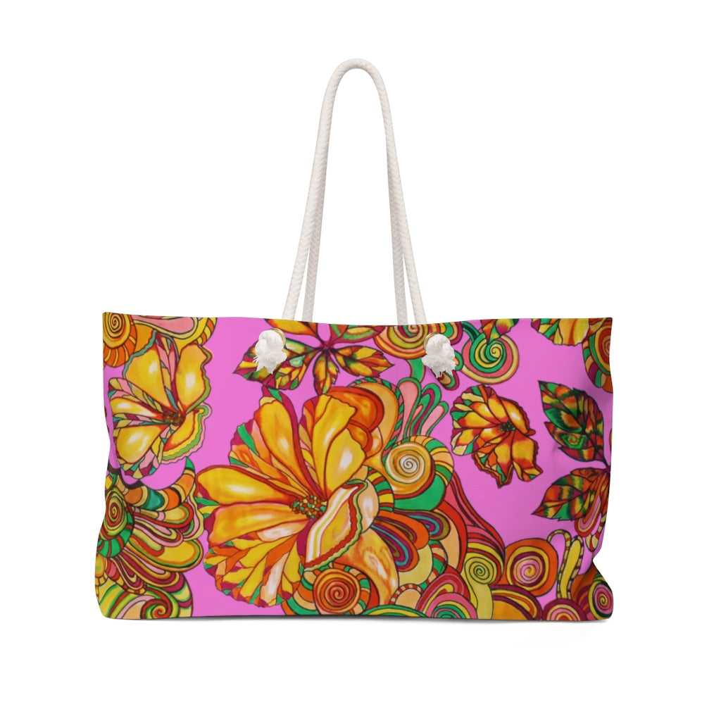 Artsy Floral Rose Weekender Tote Bag