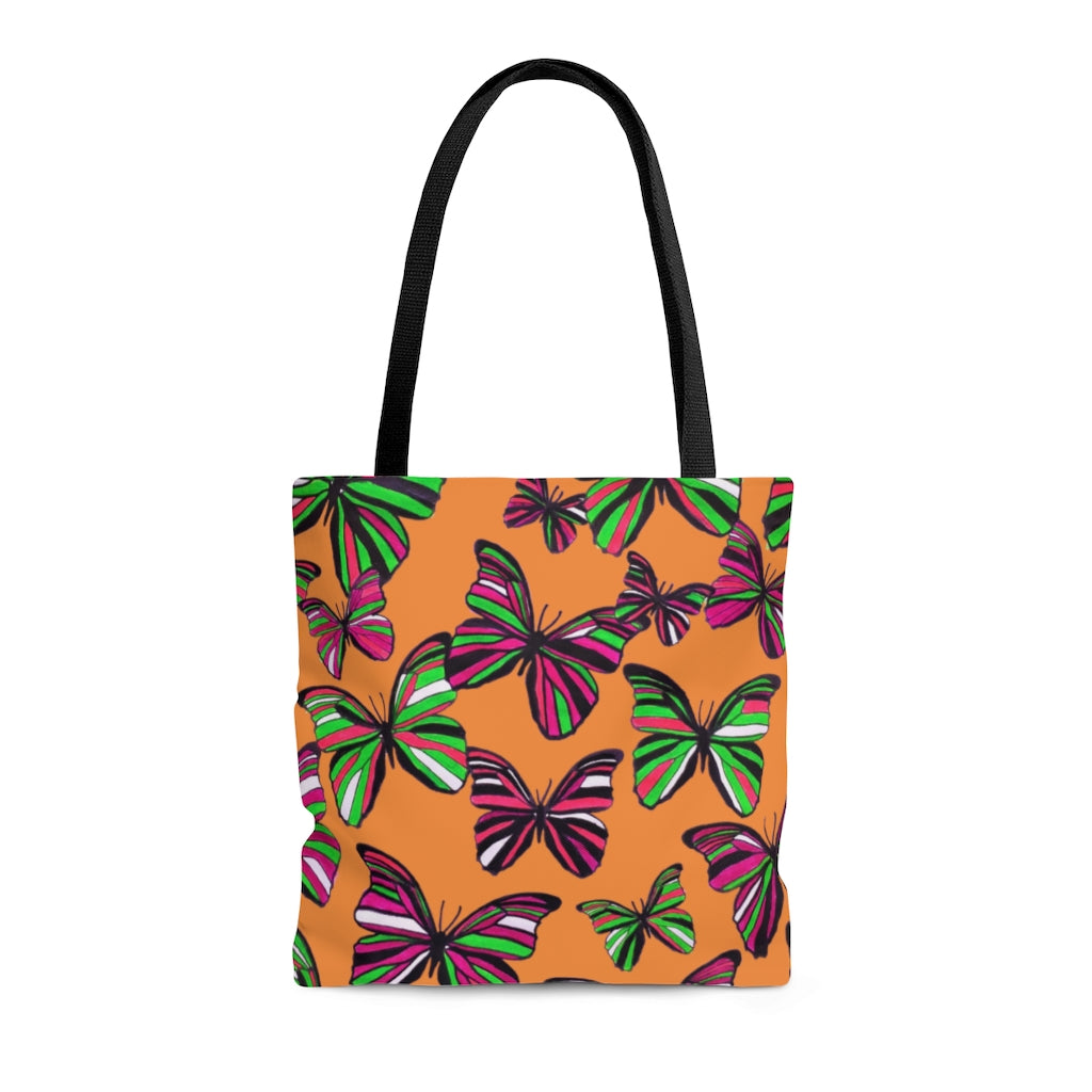 AOP Butterflies Peach Tote Bag