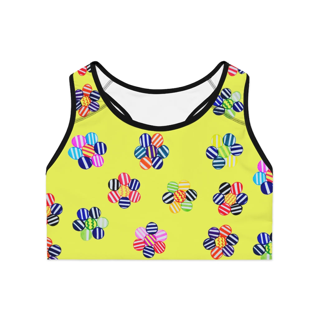 Canary Candy Florals (AOP) Sports Bra