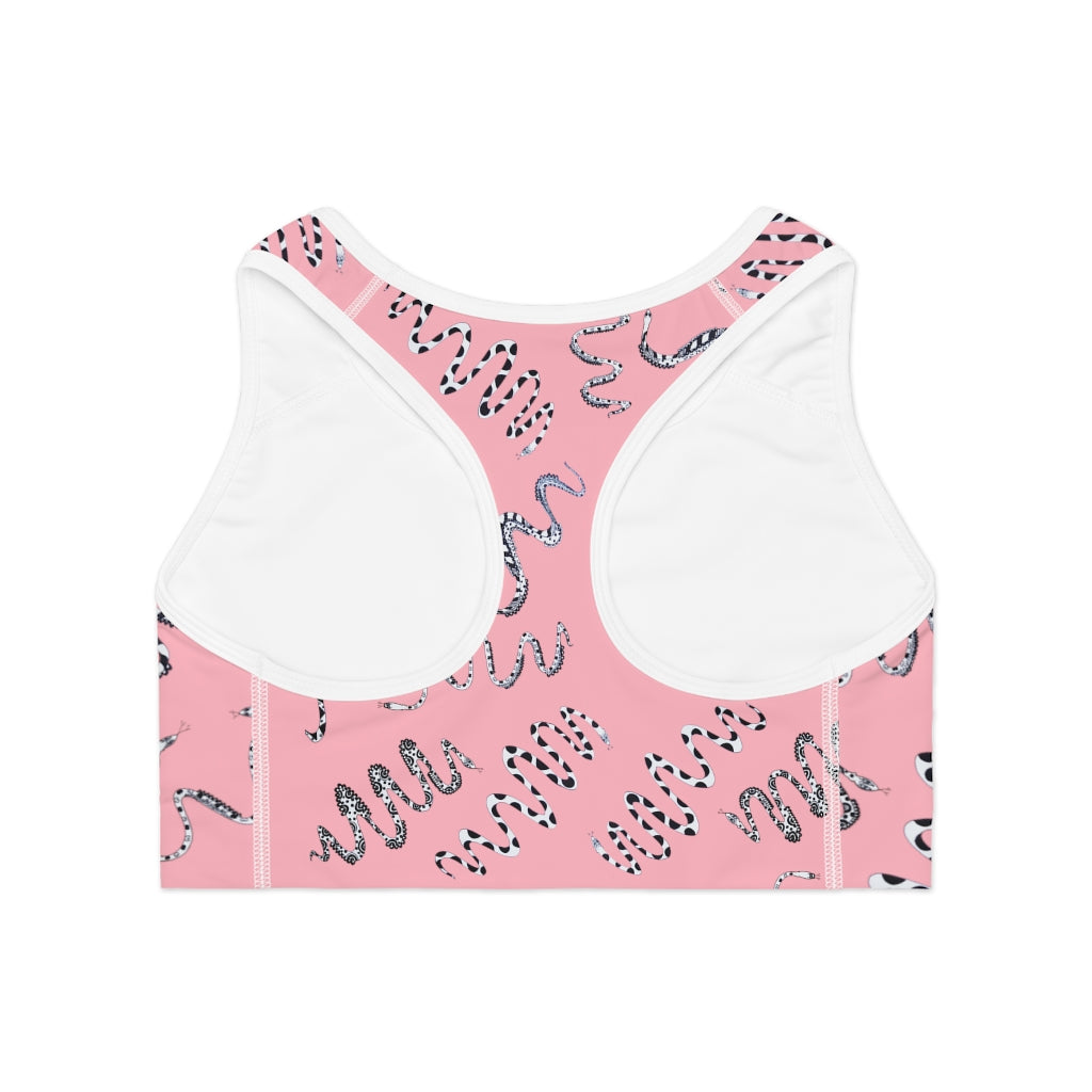 blush snake print sports bra
