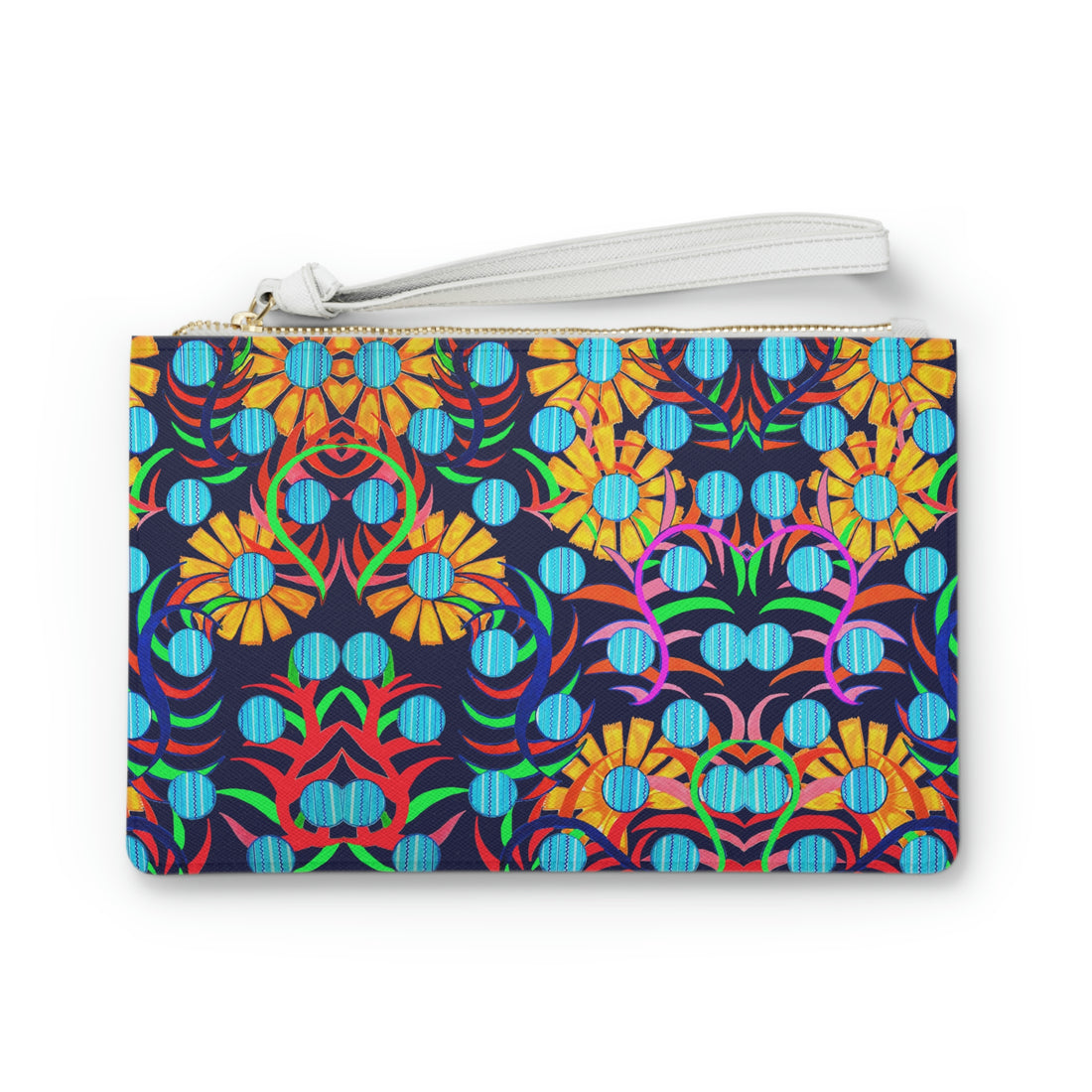 Ink Sunflower Print Clutch Bag