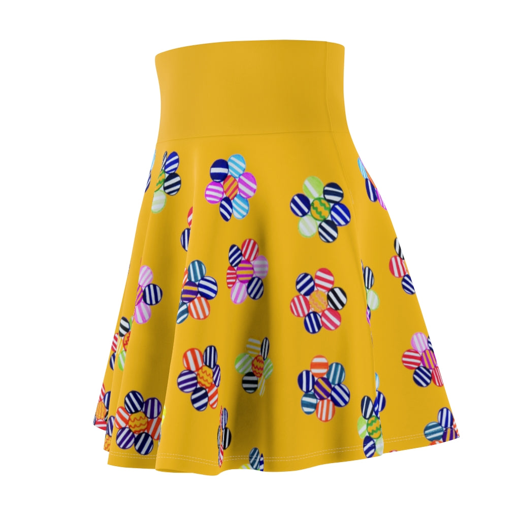 Yellow Candy Florals Skater Skirt