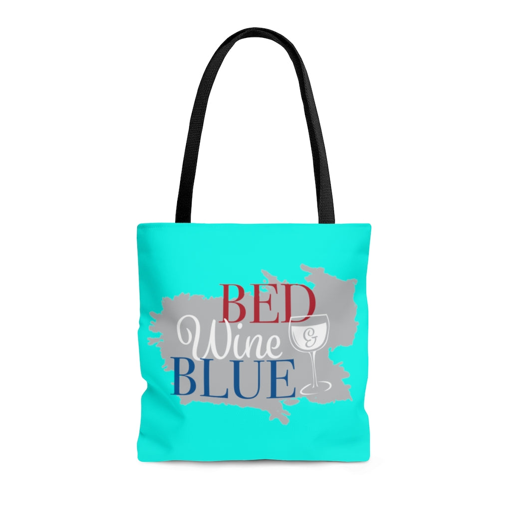 AOP Bed & Wine Cyan Tote Bag