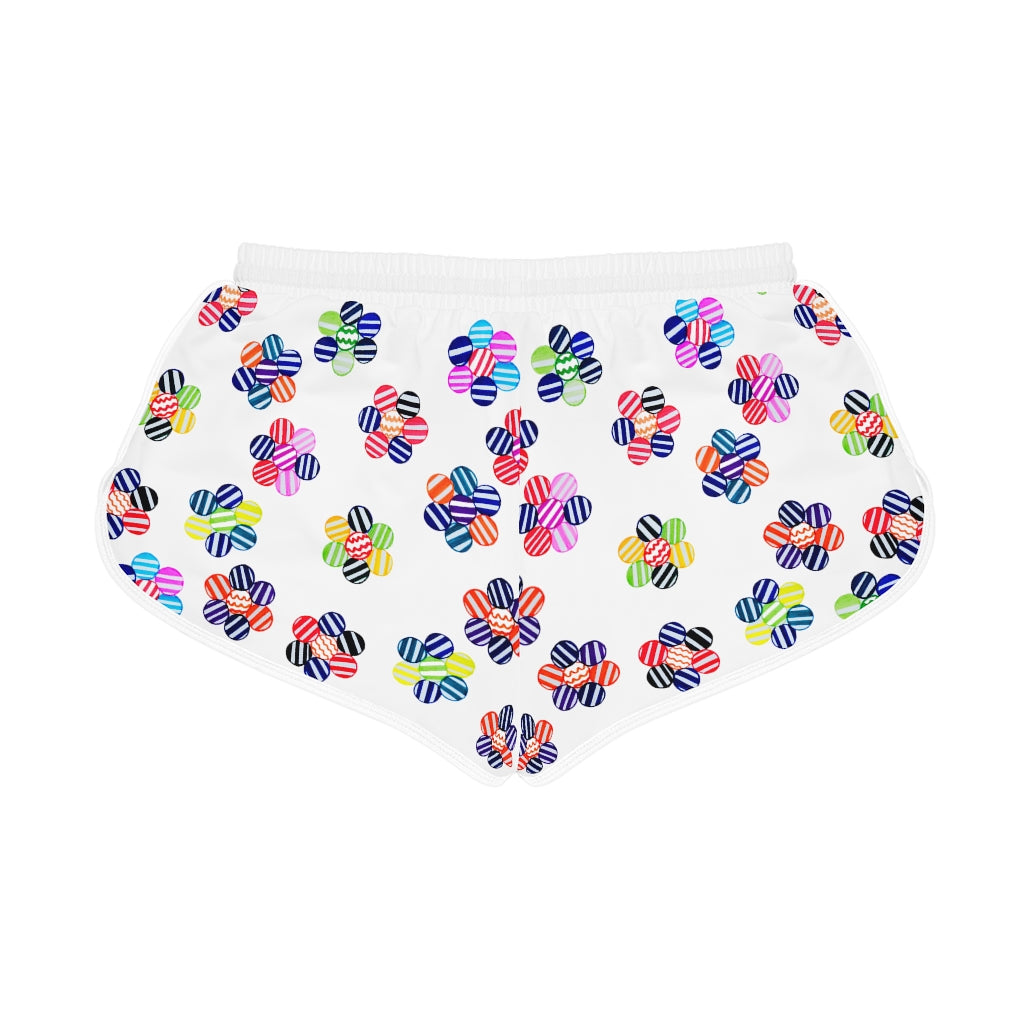 White Candy Florals Relaxed Shorts