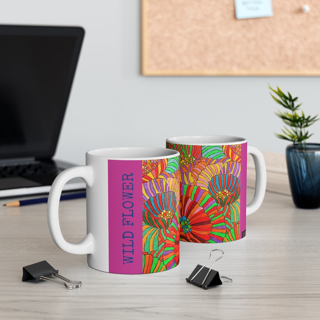 Wild Flower Mauve Ceramic Mug 11oz