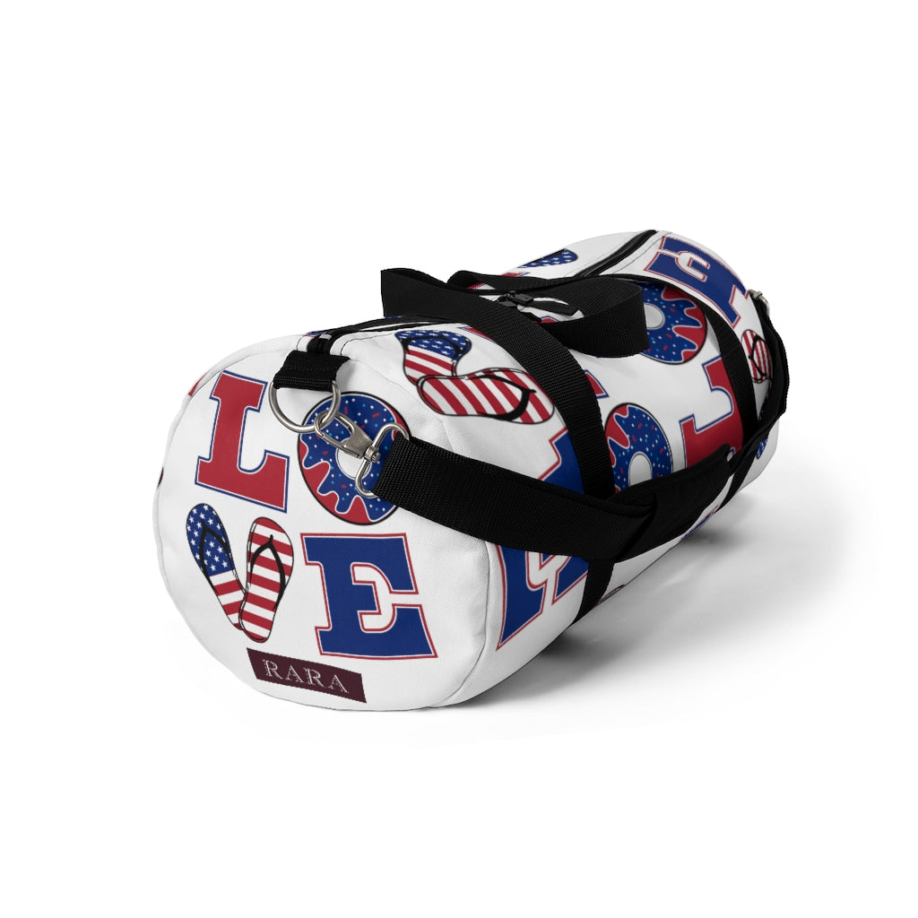 American Love White Duffel Bag