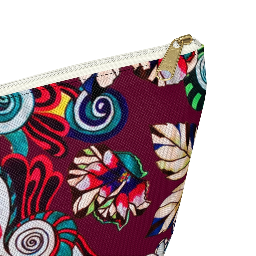Floral Pop Marsala Accessory Pouch