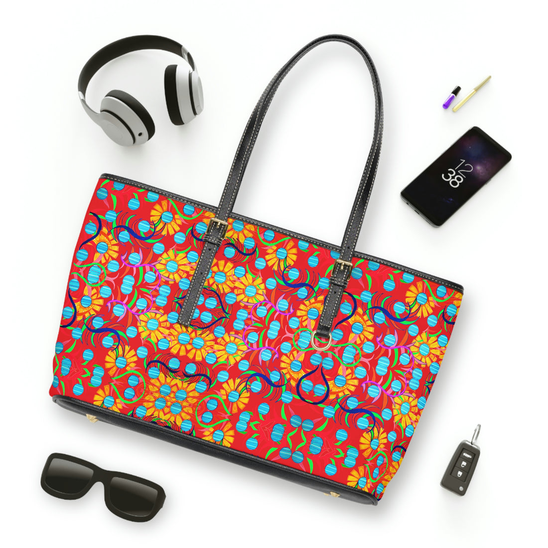 Red Sunflower PU Leather Shoulder Bag