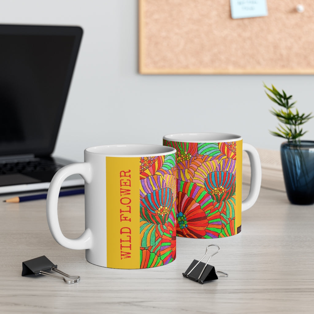 Wild Flower Yellow Ceramic Mug 11oz
