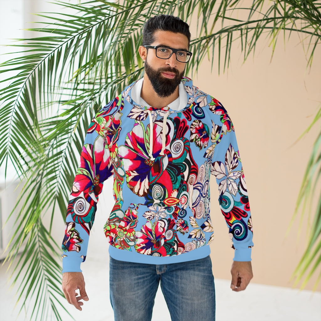 Artsy Floral Pop Pullover Sky Hoodie