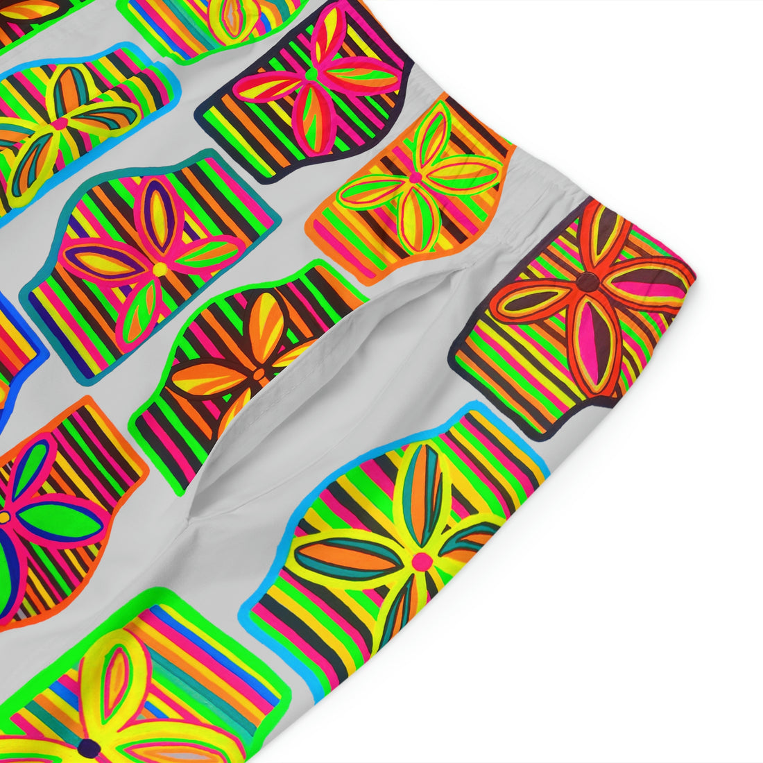 Slate Deco Print Men's Board Shorts (AOP)