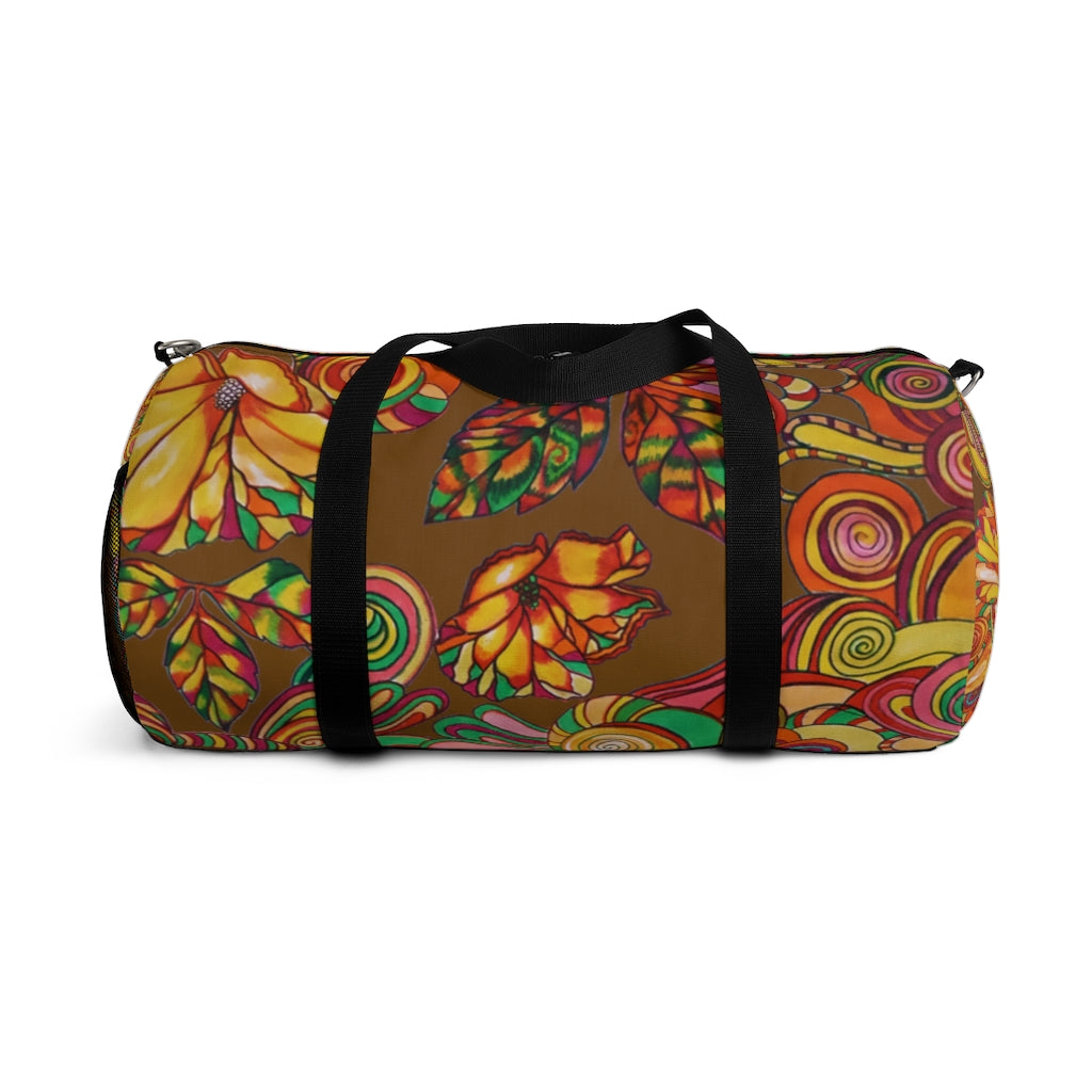 Artsy Floral Dallas Brown Duffel Bag
