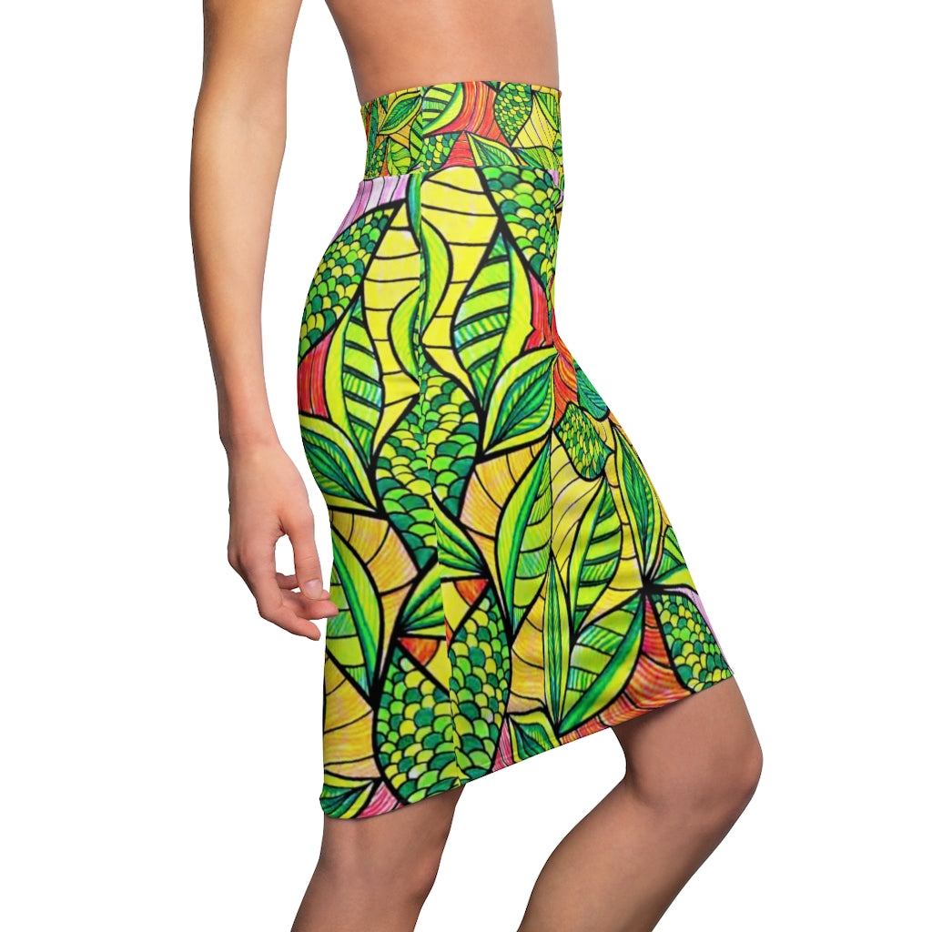 AOP Tropical Resort Pencil Skirt
