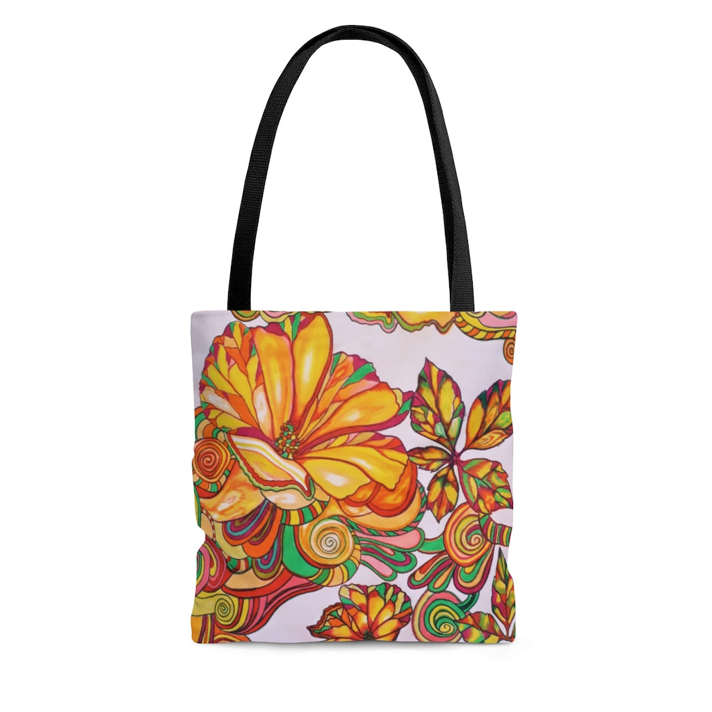 AOP Artsy Warm Florals Tote Bag