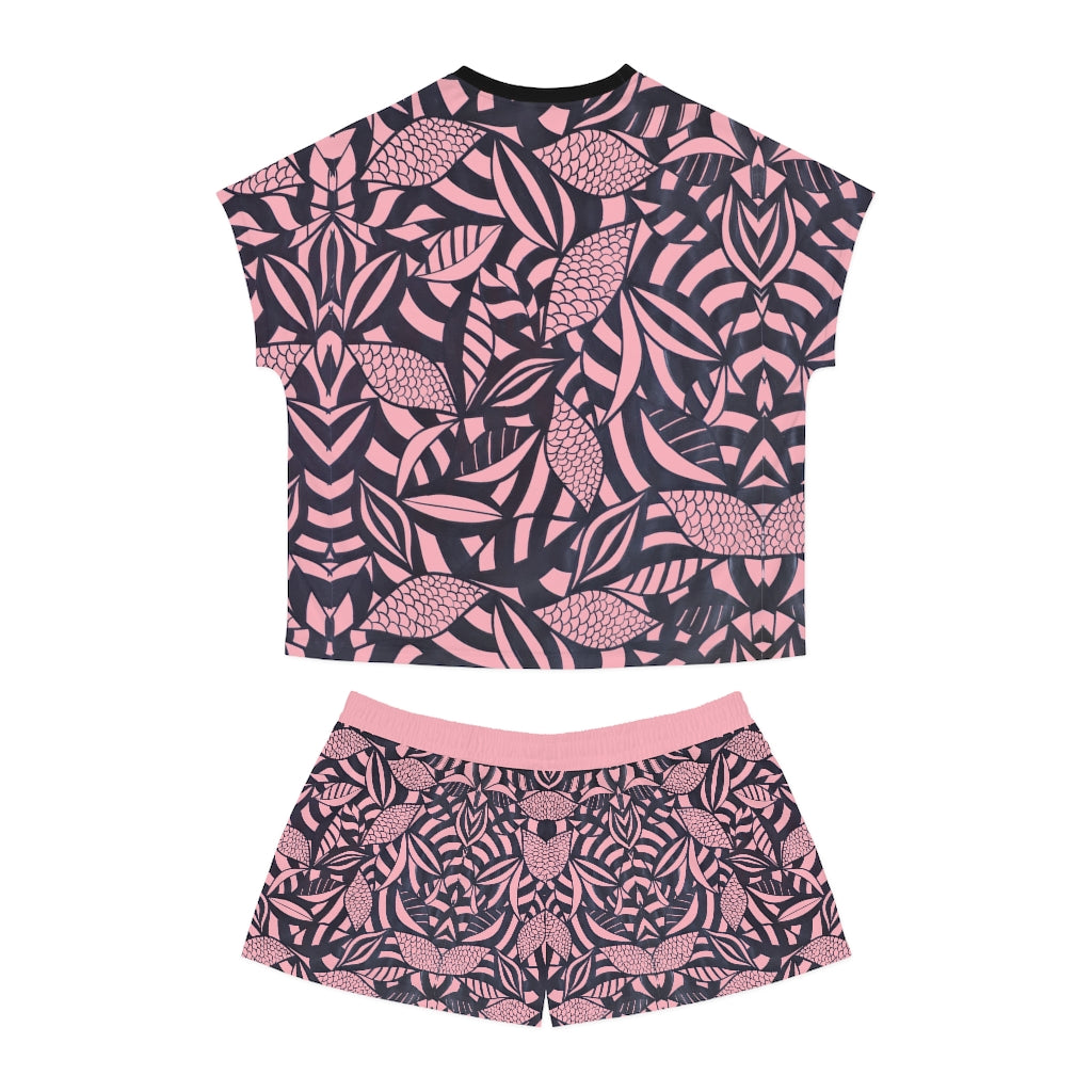 Blush Tropical Minimalist Short Pajama Set (AOP)