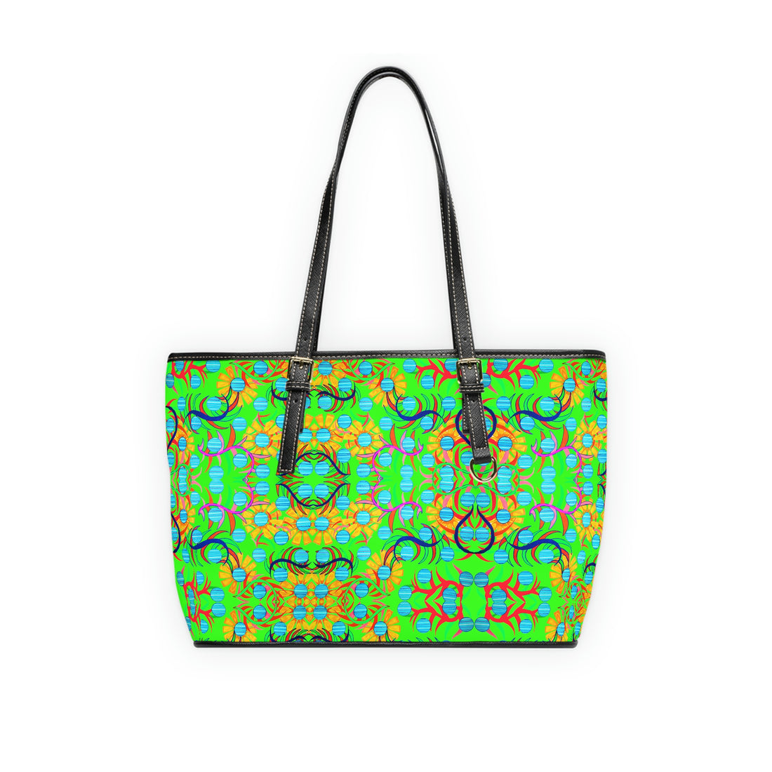 Neon Green Sunflower PU Leather Shoulder Bag