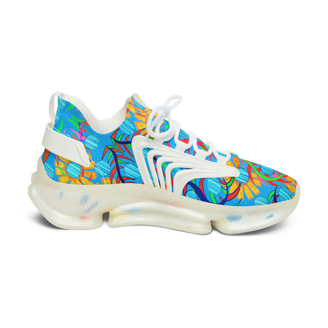 aqua women's mesh knit sunflower printed sneakers