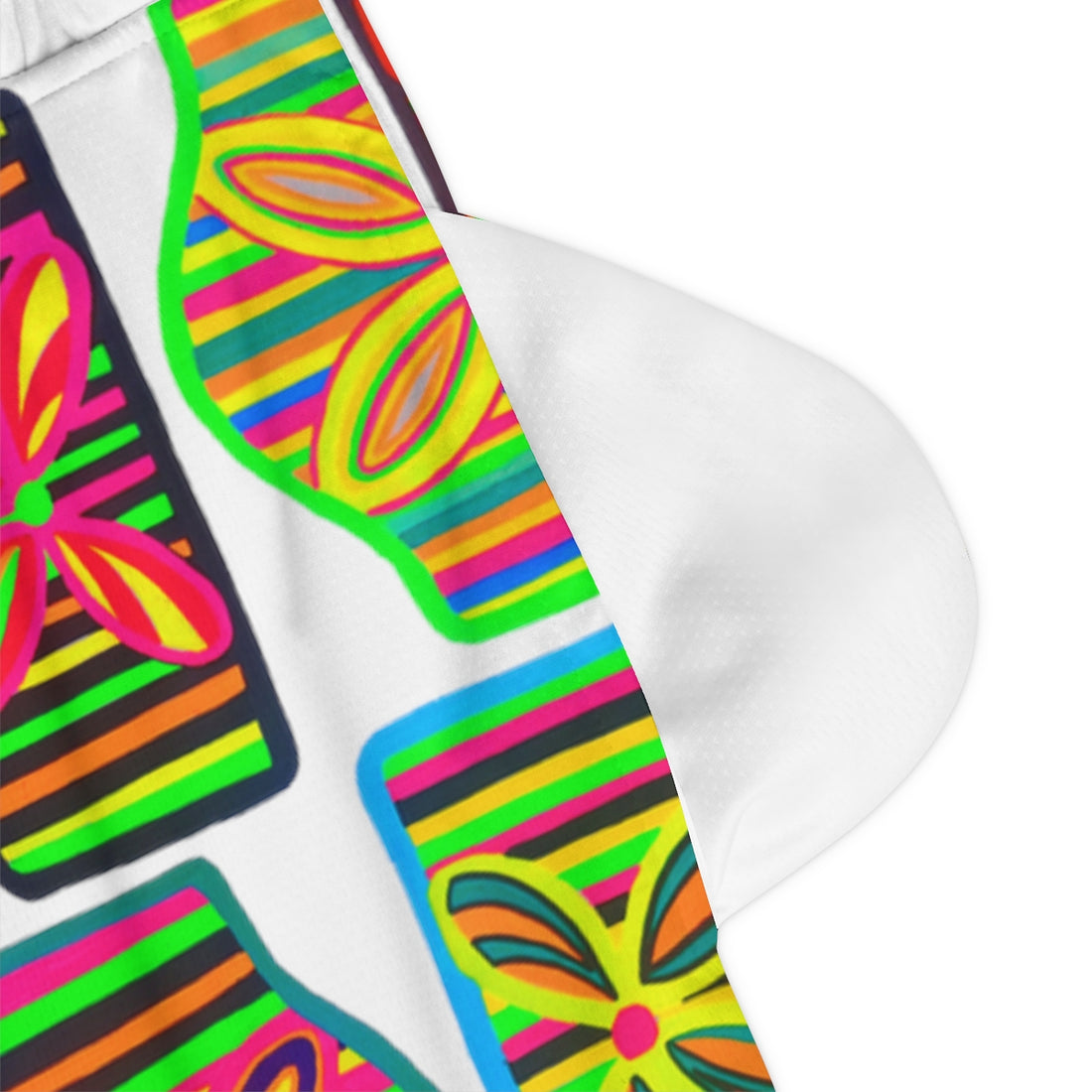 White Deco Print Basketball Rib Shorts (AOP)