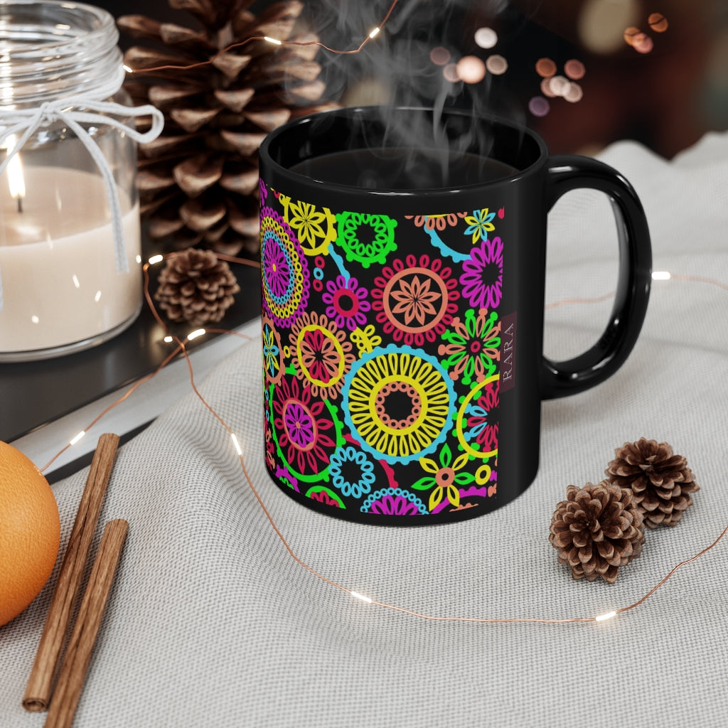 70s circles Black mug 11oz