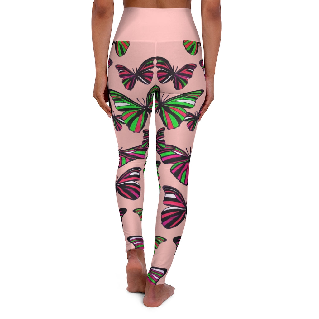 High Waisted Blush Butterfly Leggings