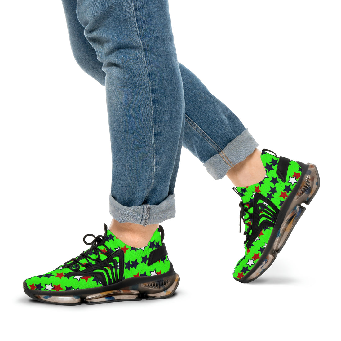 Neon Green Starboy OTT Men's Mesh Knit Sneakers