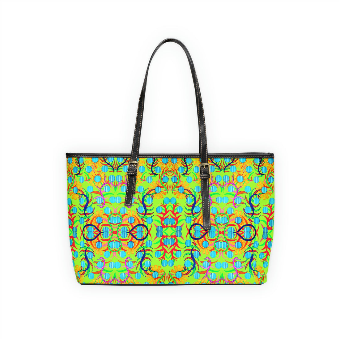 Lime Green Sunflower PU Leather Shoulder Bag