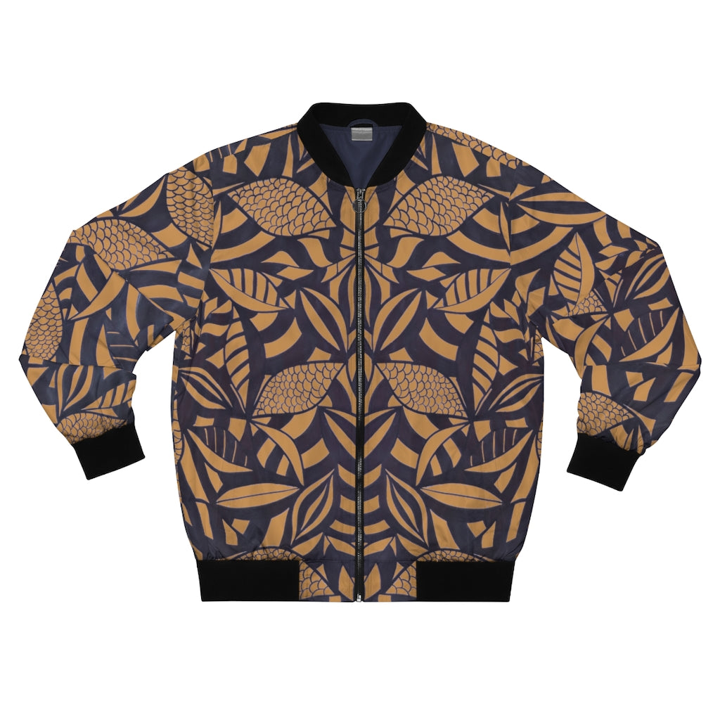 tussock tropical leaves print men's bomber jacket