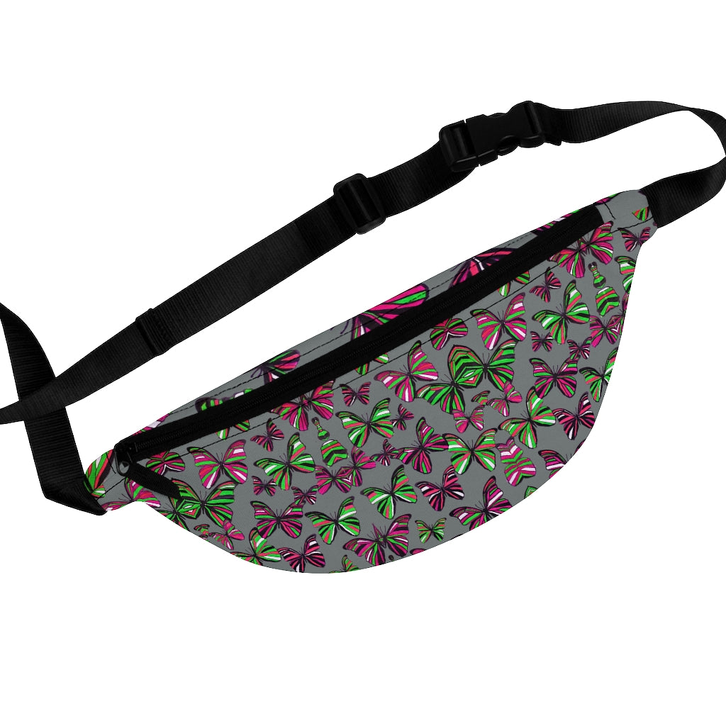 Butterflies Grey Fanny Pack