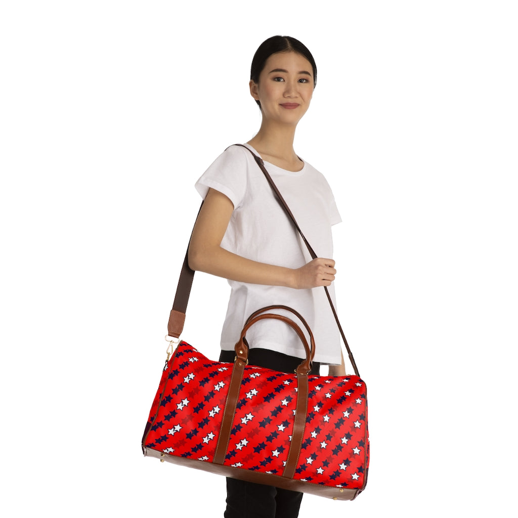 Red Starry Waterproof AOP Travel Bag
