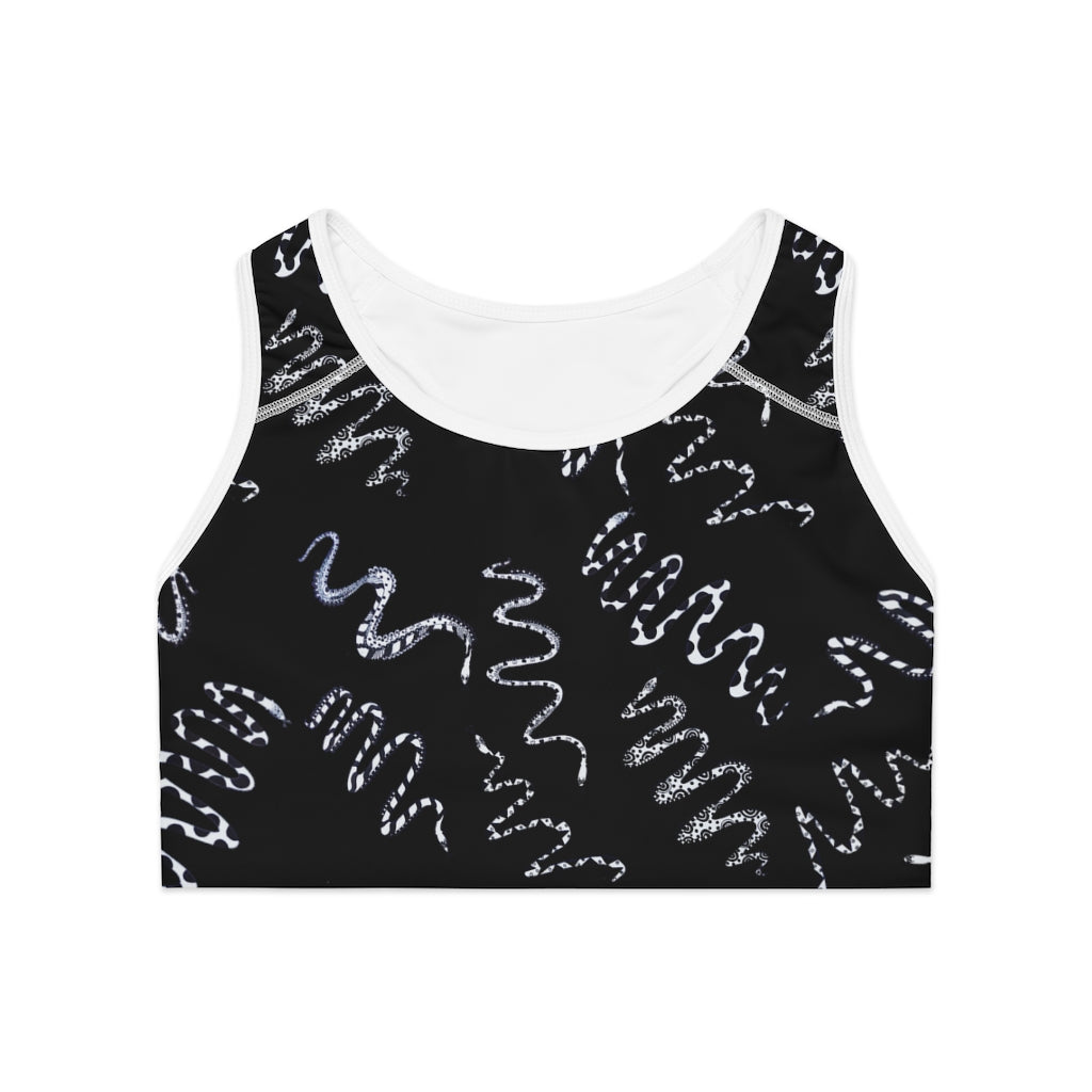 Black Snake Print (AOP) Sports Bra