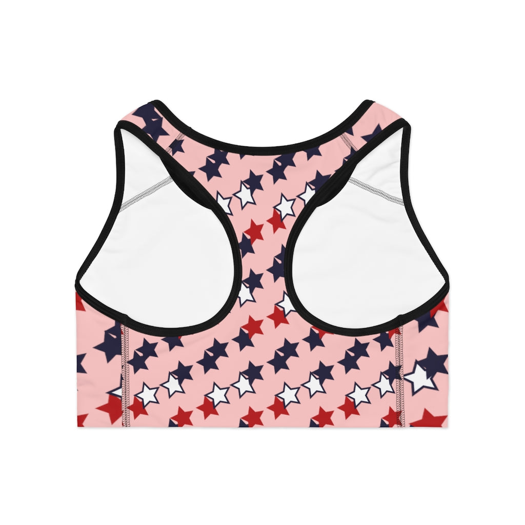 Blush Star Print (AOP) Sports Bra