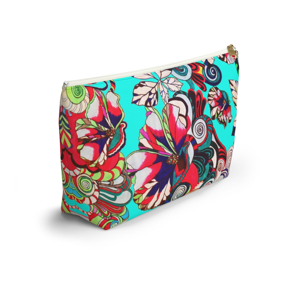 Artsy Floral Pop Cyan Accessory Pouch