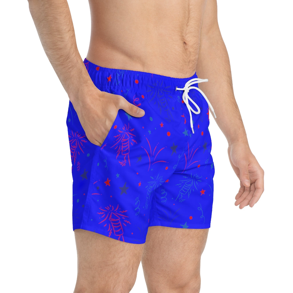 Men's Firecracker Electric Blue Swimming Trunks