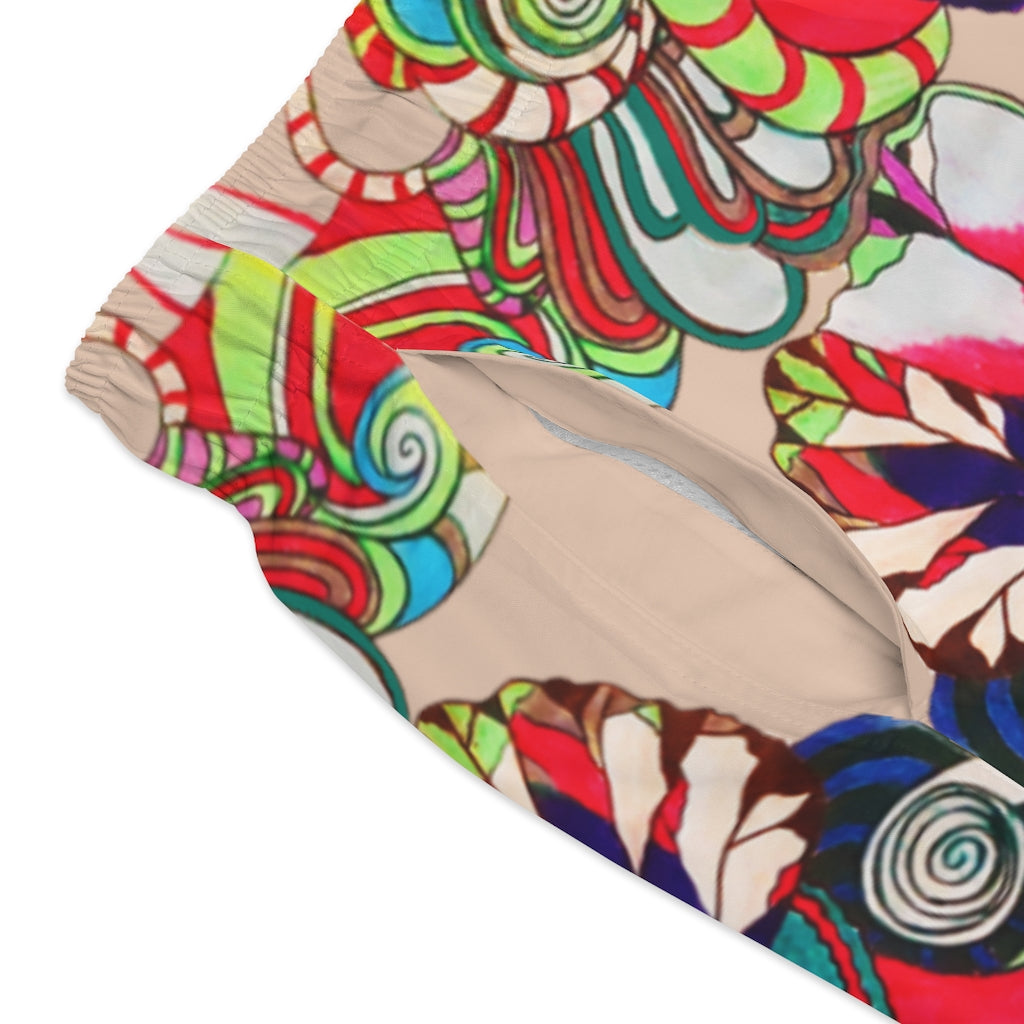 Nude Graphic Floral Pop Men's Swimming Trunks