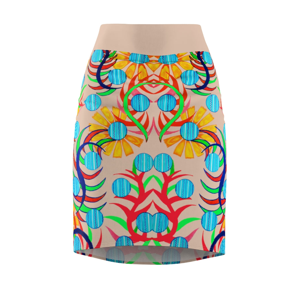 Sunflower Nude Pencil Skirt