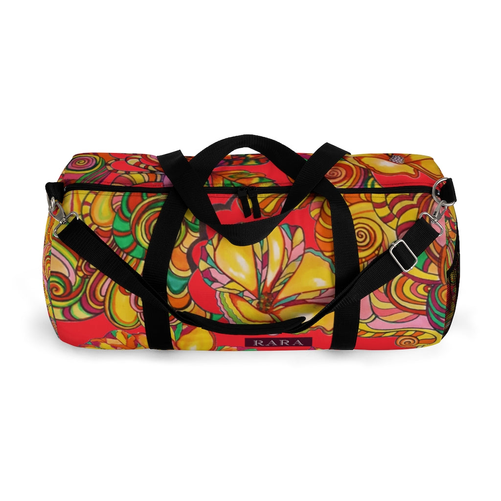 Artsy Floral Red Duffel Bag