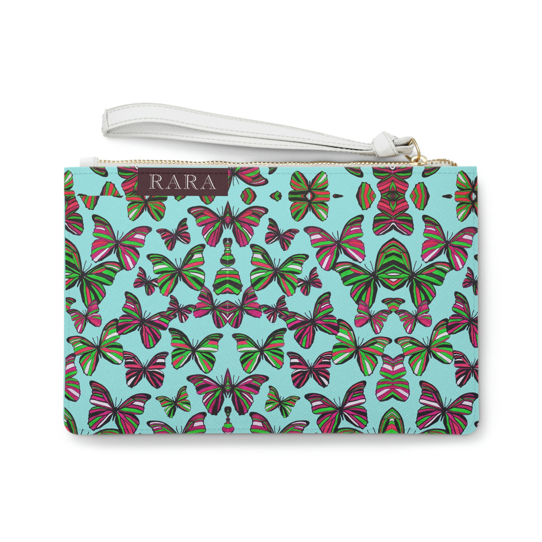 butterfly print icy blue print clutch bag