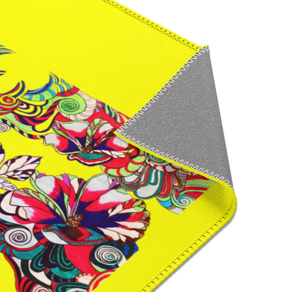 Artsy Floral Pop Canary Area Rug
