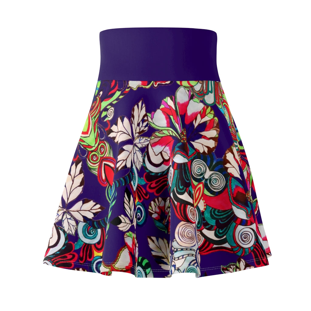 Graphic Floral Violet Skater Skirt