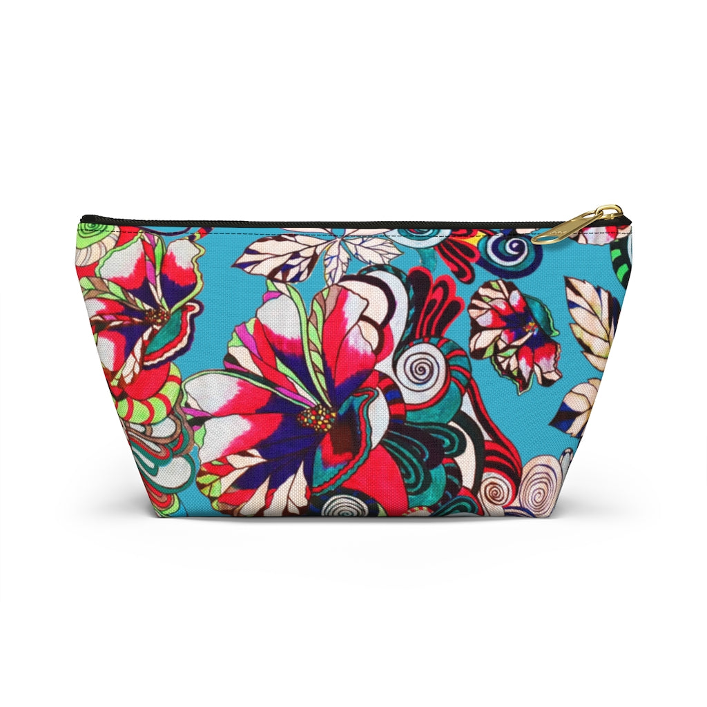 Floral Pop Aqua Accessory Pouch