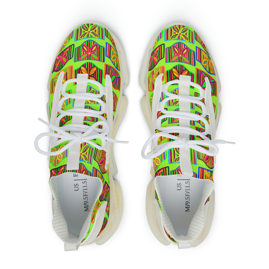 Lime Deco Print OTT Men's Mesh Knit Sneakers