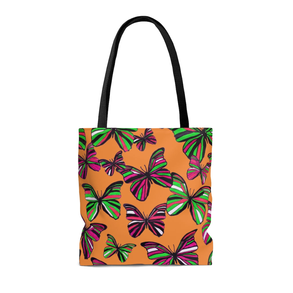 AOP Butterflies Peach Tote Bag